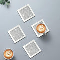 Glass Mirrored Coasters Set of 4, Square Coasters with Crushed Diamond, Mirrored Silver Glass Cup Mats for Drinks, Home Decoration, Kitchen Cafe Bar Restaurant Tabletop Protection