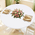 Round Spandex Tablecloth, Elastic Fitted Waterproof Tablecloths for 42"-50" Tables, Stretch Washable Picnic Table Cover for Camping, Dining, Indoor and Outdoor, White