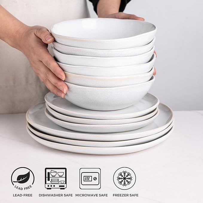 AmorArc Ceramic Cereal Bowls Set of 6, 24 oz Handmade Stoneware Bowls Set for Cereal Soup Salad, Stylish Kitchen bowls for Meal, Dishwasher & Microwave Safe, Reactive Color