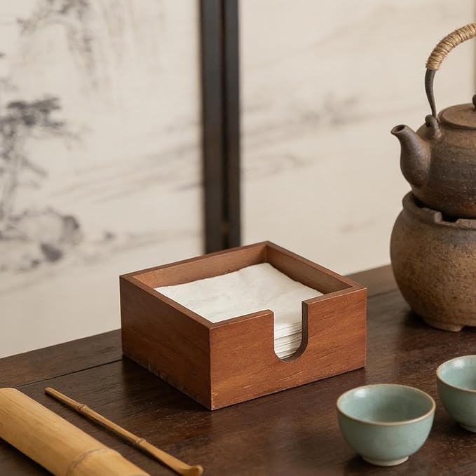 Sticky Note Holder Table Napkin Holder Multifunctional Wooden Tabletop Napkin Dispenser for Kitchen Counter Desk Decoration