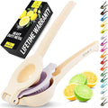 Zulay Kitchen Metal 2-in-1 Lemon Squeezer - Sturdy Max Extraction Hand Juicer Lemon Squeezer Gets Every Last Drop - Easy to Clean Manual Citrus Juicer Easy-Use Lemon Juicer Squeezer - Cream/Lavender