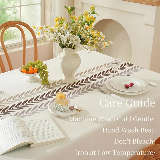 Zobesta Linen Table Cloth Rectangle Table 120 x 53 Inch, White Table Cover Heavy Weight Washable Farmhouse Soft Boho Tablecloth Rectangular for Outdoor, Kitchen