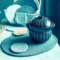 Braided Placemats Set of 6, Cotton Fabric Oval Table Mats Non Slip Washable 16 * 12 inch Oval Place Mats, 6 Pack Grey Woven Placemats