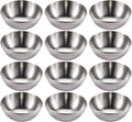 12 Pack Stainless Steel Sauce Dishes, Silver Mini Saucers Bowl Round Seasoning Dishes Sushi Dipping Bowl Appetizer Plates, 3.15inch