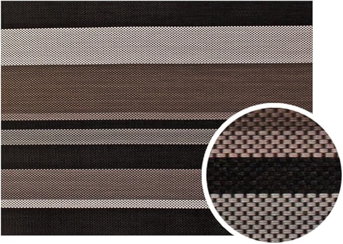 New Star Foodservice 28218 Crossweave Woven Vinyl Placemats, Set of 4, Chocolate Stripe