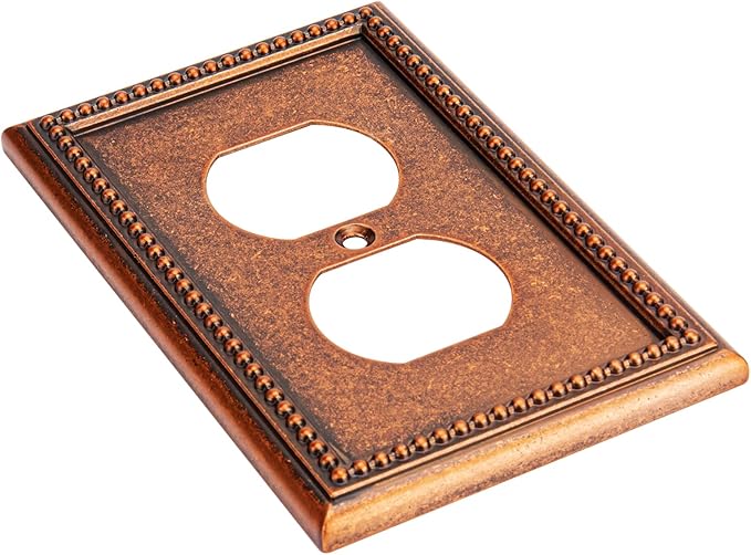 Henne Bery Raised Pearls Decorative Wall Plate Switch Plate Outlet Cover (Single Duplex 2PK, Sponged Copper)