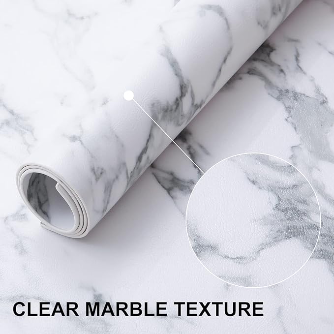 homing Faux Leather Heat Resistant Placemats 6 Packs, Waterproof Wipeable Dining PU Place Mats for Indoor & Outdoor, Easy to Clean, Marble
