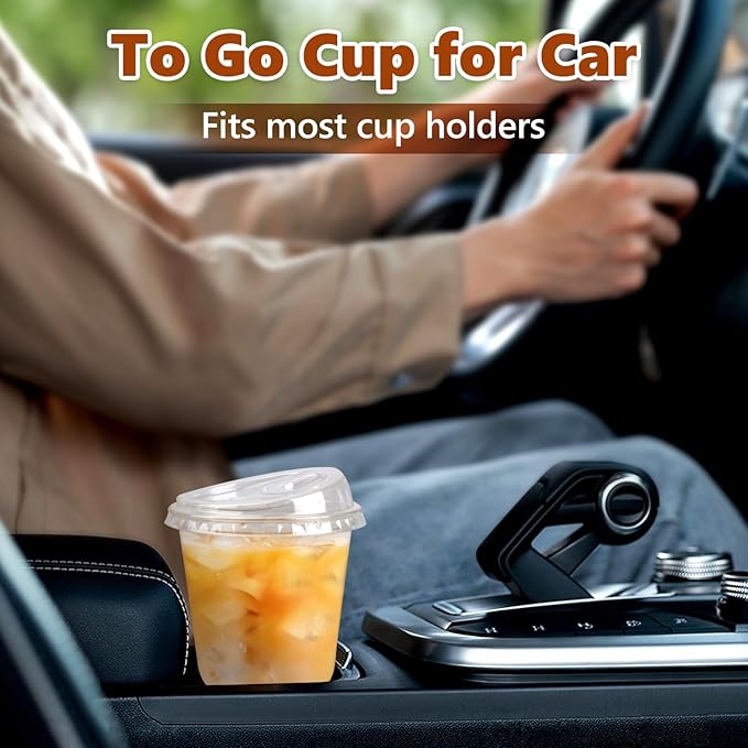 50 Pack 12 oz Clear Plastic Cup With Sip Lids ,Thickened Disposable Iced Coffee Cups for To Go Cold Drinks Latte Juice Smoothie Slushie Milkshake For Drink Shop Parties Events, Leakproof & BPA-Free