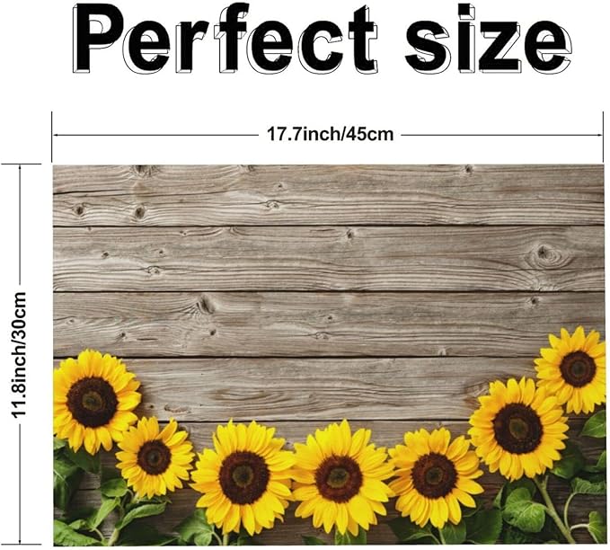 Sunflower Placemats Set of 4 Washable Table Place Mats for Dining Kitchen Party Decor