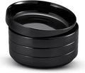 KooK Pasta Bowl, Bowl Plate, Low Bowl, Plate Bowls, Ceramic Large Shallow Bowls, Microwave and Dishwasher Safe, Great for Soups and Salads, Glossy Porcelain, 47 oz, Set of 4, Black