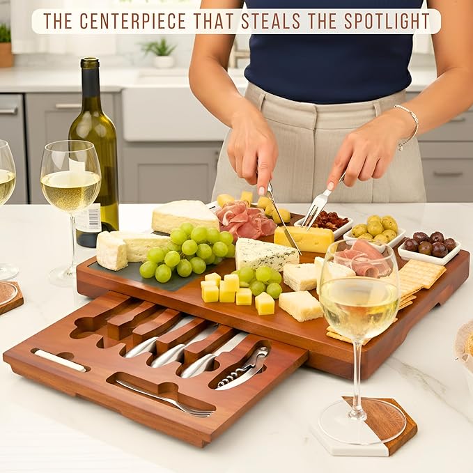 Personalized Charcuterie Board Set with Stainless Steel Knives – Wedding, Bridal Shower, Anniversary, Engagement, Valentines Day Gifts for Her, Him, Housewarming, Gift for Couples, Custom Gifts