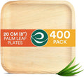 ECO SOUL Palm Leaf Plates 8"(400 Count) Square Compostable Bamboo Plates Heavy- Duty, Biodegradable Eco-Friendly Dinnerware for Party Dinner, Wedding, Holiday & Event