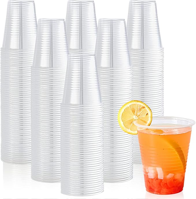 Lilymicky 450 Pack 12 oz Clear Plastic Cups, Cold Disposable Plastic Drinking Cups for Parties, Picnic, BBQ, Travel, and Events