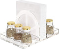 YAGELI Acrylic Napkin Holder with Storage, Clear Modern Napkin Dispenser with Magnetic Installation for Kitchen, Dining Table, Restaurant, Bar, Office & Party （Two Tray）