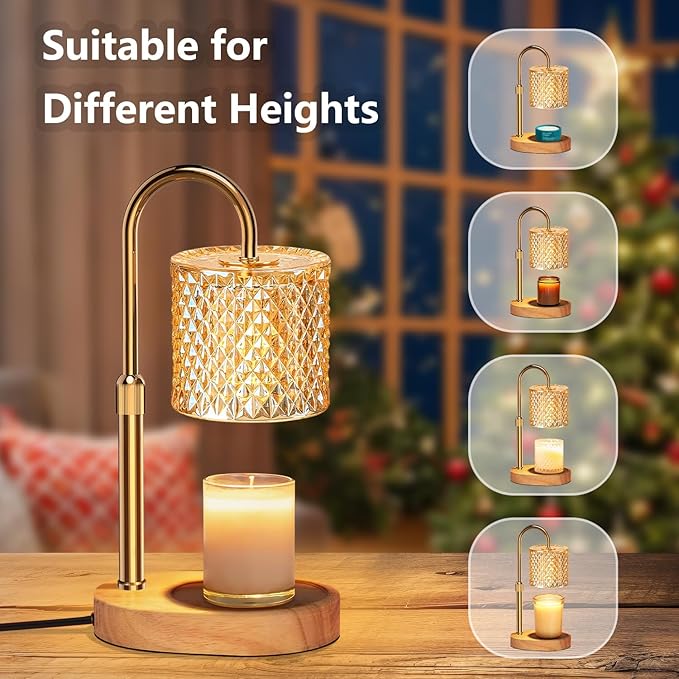 Electric Candle Lamp Warmer with Timer Dimmer Adjustable Height,Gifts for Women and Men,Vintage Home Decor