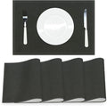 Black Placemats Set of 4 for Dining Table Solid Color Place Mats Washable Rectangular Table Mats for Party Home Kitchen Restaurant Decor 12x18 Inch