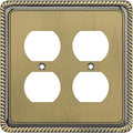 Henne Bery Rope Edge Decorative Wall Plate Switch Plate Outlet Cover (Double Duplex, Antique Brass)