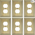 6-Pack Single Duplex Outlet Cover Plate, Decorative Antique Brass Switch Plates and Outlet Covers, Metal Wall Plates for Electrical Outlets, 1 Gang Receptacle Cover, Corrosion Resistant
