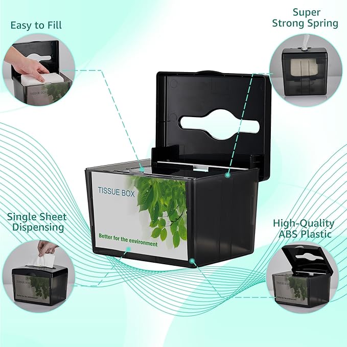 Napkin Dispenser, Restaurant Napkin Holder for Restaurants, Cafes, and Bars, Durable ABS Plastic, Space-Saving Design, Easy Access to Folded Napkins, Black