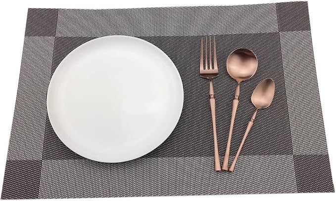 Gugrida Vinyl Coffee Placemats Heat Resistant Dining Table Mats Non-Slip Washable Place Mats Set of 6 （Coffee）