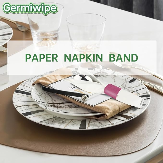 Germiwipe 2500 Pcs Burgundy Napkin Bands,Paper Napkin Rings Self Adhesive,Silverware Wraps Bands, Perfect for Birthday Parties, Weddings, Family Reunion & Events