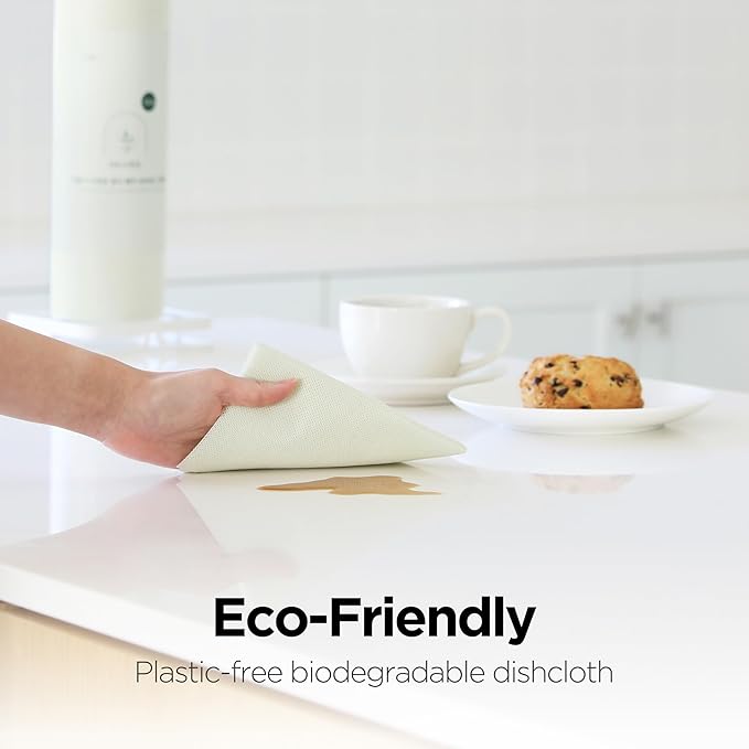 Meekly Daily Dish Cloth Cleaning Scrubber Sheet, Multi-Purpose Reusable Disposable Tear-Off Roll, Durable Washable Fast Dry Kitchen Towel for Kitchen Home Cleaning Use (30 Sheets) (Butter Cream)