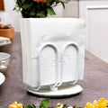 VROOMIUM Napkin Holder for Table, Effortless Cleaning Ceramic Base, 1 lb Weight, White Napkin Holders for Paper Napkins, Servilleteros para Mesas