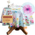 Maison d' Hermine Table Cloth Round Table 100% Cotton 63 Round Inches Tablecloth Reusable Decorative for Dining Room Farmhouse Home Valentines Day Decorations Spring Summer - Jardin D'Ete - Mint