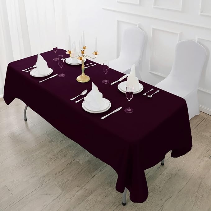 Fokitut 2 Pack Waterproof Rectangle Tablecloth, 60x120 Inch,Stain Resistant and Wrinkle Polyester Table Cloth, Fabric Table Cover for Kitchen Dining, Wedding, Party, Holiday Dinner-Eggplant