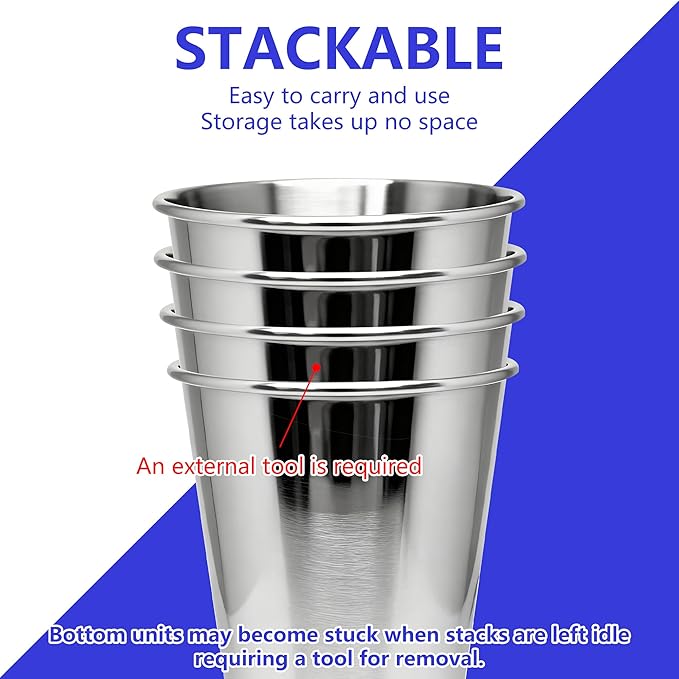 20PCS 20-OZ Tainless Steel Cups,Metal Cups, Stainless Steel Pint CupsStackable Unbreakable Drinking Glasses for Party, BBQ Camping, (20)