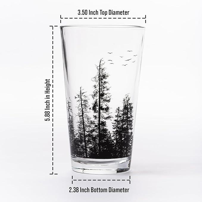 Black Lantern Pint Glasses Set of 2 – Double Exposure Bear Pint Glasses for Craft Beer Enthusiasts - Set of Two 16oz. Glasses