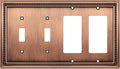 Henne Bery Sunken Pearls Decorative Wall Plate Switch Plate Outlet Cover (Double Toggle/Double Decorator, Antique Copper)