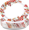 Grencian 50Pcs Fall Oval Paper Plates 10" x 12" Large Disposable Heavy Duty Fall Maple Leaves Paper Plates Autumn Leaves Seasonal Party Decorations for Thanksgiving Holiday Party Supplies