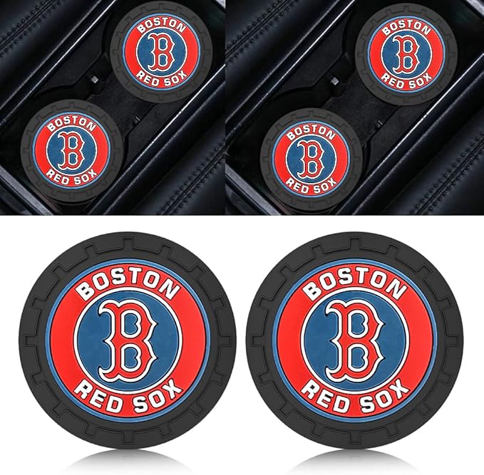 Silicone Red Sox Car Cup Holder Coasters,Baseball Fans Car Coasters for Boston Red Sox Fans, Non-Slip Universal Fit Cup Holder Insert
