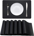 Faux Leather Halloween Placemats HeloHo Black Table Place Mats Set of 6 Waterproof Oilproof Heat Stain Resistant Placemats Washable Wipeable Placemat for Kitchen Dining Table Decoration Indoor Outdoor