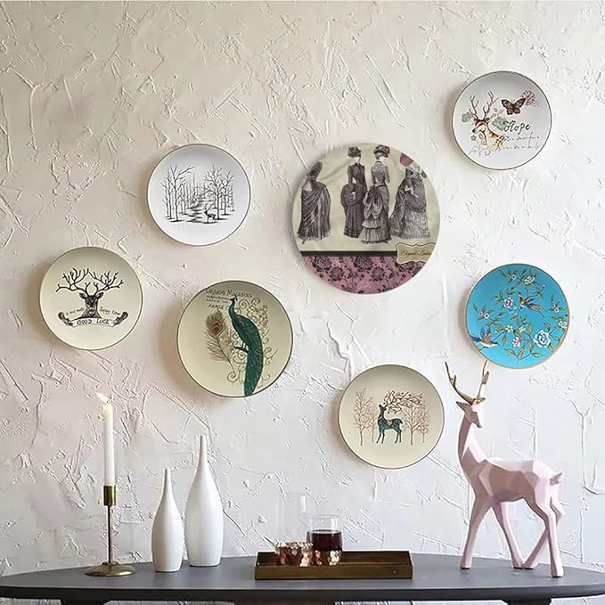 Ceramic Plates, Victorian Decorative Ceramic Plates, Women Fashion Handbag, 6 Inch, Household Plates Decorative, Multicolor