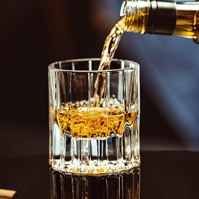Whiskey Glasses, Heavy-base Rocks Glasses, 7.5oz Whisky Glass Sets Of 4, Bourbon Glass Gift For Men, Old Fashioned Glass Suitable For Scotch, Liquor, Rum, Cognac, Vodka& Rocks Cocktails