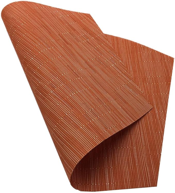 Red-A Woven Vinyl Placemats for Dining Table Durable Heat Resistant Washable Placemats for Round Table,Placemats Set of 4,Orange