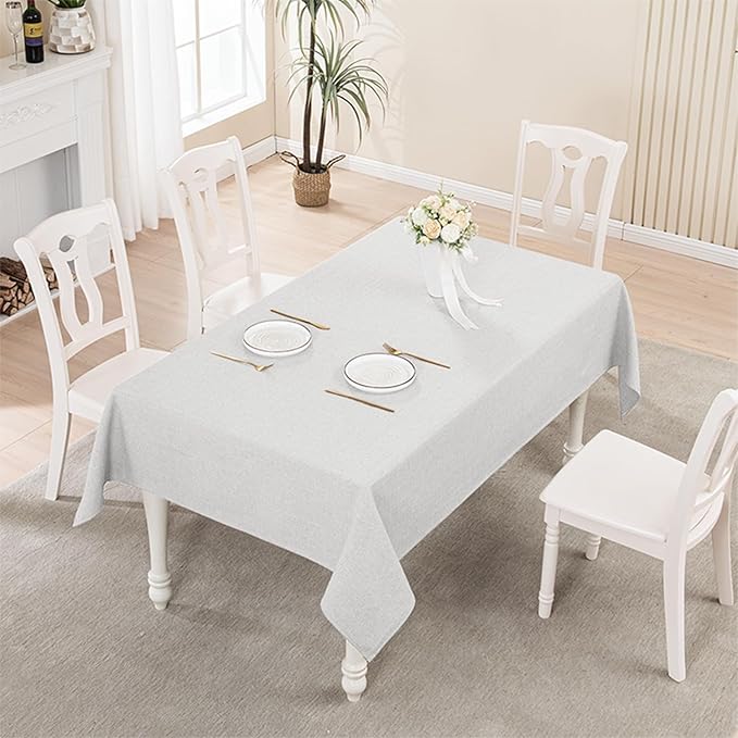 BALCONY & FALCON Rectangle Tablecloth 57" x 85" Washable Wrinkle Resistant and Water Proof Table Cloth, Decorative Linen Fabric Tablecloths for Dining Party Kitchen Wedding and Outdoor, Owl Grey