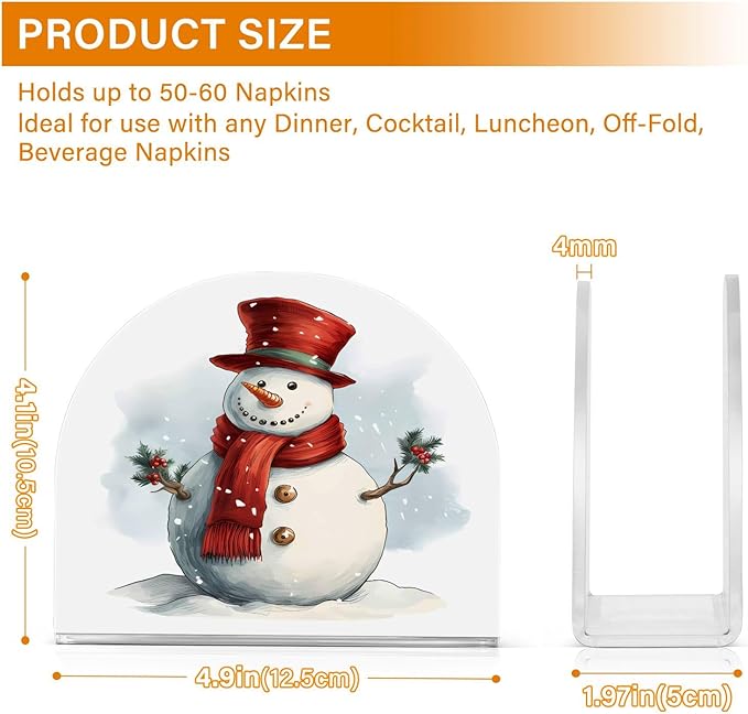 Napkin Holder Christmas Snow Crystal Clear Acrylic Napkin Holders Paper Napkin Holder Dining Table Dispenser for Kitchen Restaurant Home Decor Bar Accessories