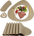 Placemats Set of 6, Placemat with Coasters Heat Stain Scratch Resistant Non-Slip Waterproof Oil-Proof Washable Wipeable Outdoor Indoor for Dining Patio Table Kitchen Decor and Kids-Apricot