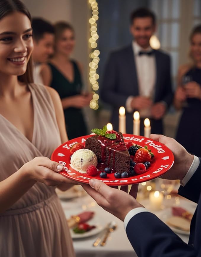 You Are Special Today Red Ceramic Celebration Plate, 10.6" Dinner Plate for Birthday, Wedding, Anniversary, Graduation & Family Traditions - Decorative Keepsake Gift Dish with Gift Box (1 Pack)