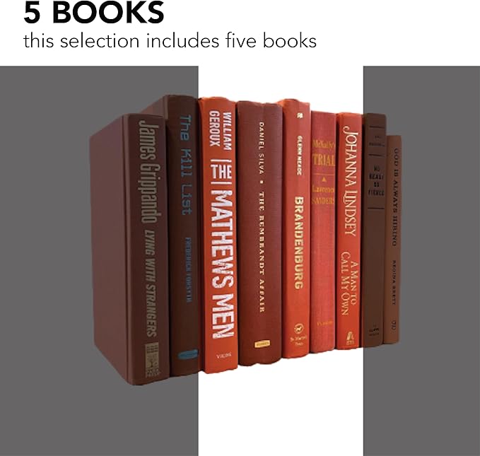 Real Books by Color® (Set of 5, Orange) Decorative Bookshelf Home Decor Shelf Styling Photo Prop