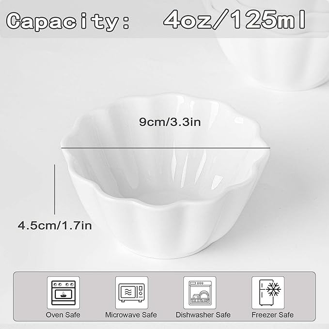 UIBFCWN 20 Pack 4oz Soy Sauce Dishes, Ceramic Dipping Sauce Bowls/Cups, 3.6inch Small Dip Bowls for Ketchup, Soy Sauce, Sushi, Condiments, Side Dishes, Microwave & Dishwasher Safe