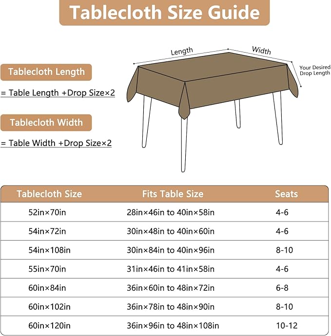 Faux Linen Fabric Rectangle Table Cloth Textured Water Resistant & Washable Rectangular Tablecloth Anti-Scratch for Dining Kitchen Party54 x 72 Inch Mocha