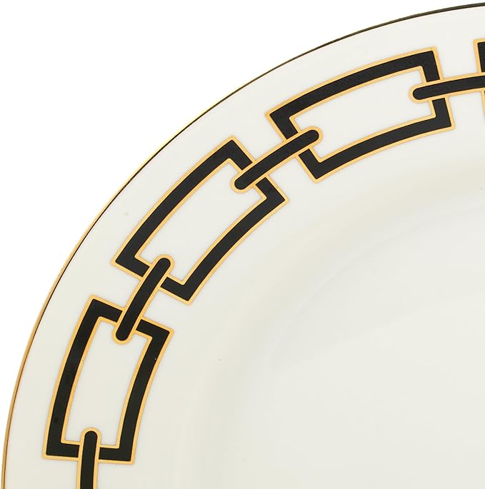 Joseph Sedgh Collection “Abbey” 20-Piece Bone China Dinnerware Set, Service for 4, Black and Gold Chain