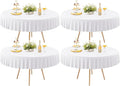 4 Pack White Spandex Round Tablecloths for 72in Table, Stretchy Fitted 6FT Round Table Cloths, Wrinkle Free Table Cover with Skirt for Wedding Birthday Party Bridal Shower Banquet