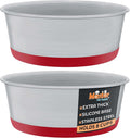 Master Pet Supply Stainless Steel Dog Bowls Set of 2 with Extra Thick Silicone Base - 8 Cup (64 oz) Crimson Red, Non-Slip, Dishwasher Safe Metal Bowls, Pet Dog Food Bowl for Dogs, Cats, Anti Rust