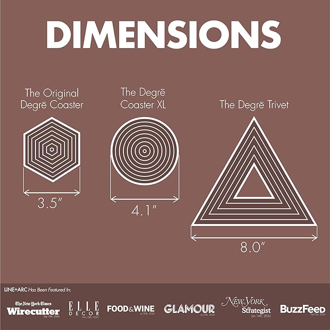 LINE+ARC Extra Thick Silicone Coasters (As Seen in NYTimes WireCutter) Waterproof Anti-Stain Heat-Safe Dishwasher-Safe Degrē Coasters XL (Set of 6 Joshua Tree) Outdoor Rubber Mid-Century Modern