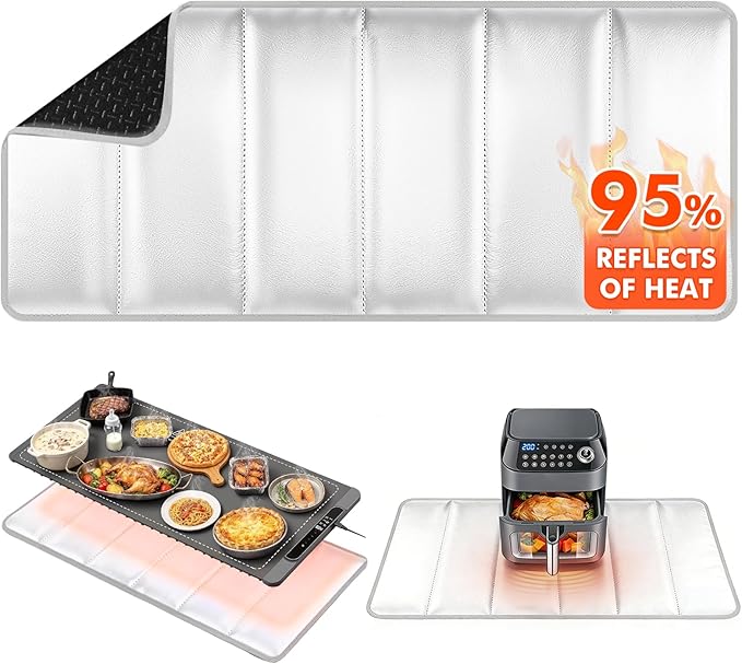 35.4×15.4 in Heat Resistant Mat for Food Warming Mats, Heat Resistant Mats for Countertop Reflects 95% of Heat, Waterproof and Oilproof Hot Pad With Non-slip Bottom for Air Fryer, Coffee Maker, Oven